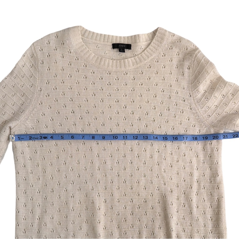 J.Crew Cream Pointelle Knit Sweater | Crew Neck | Size L - Picture 4 of 5